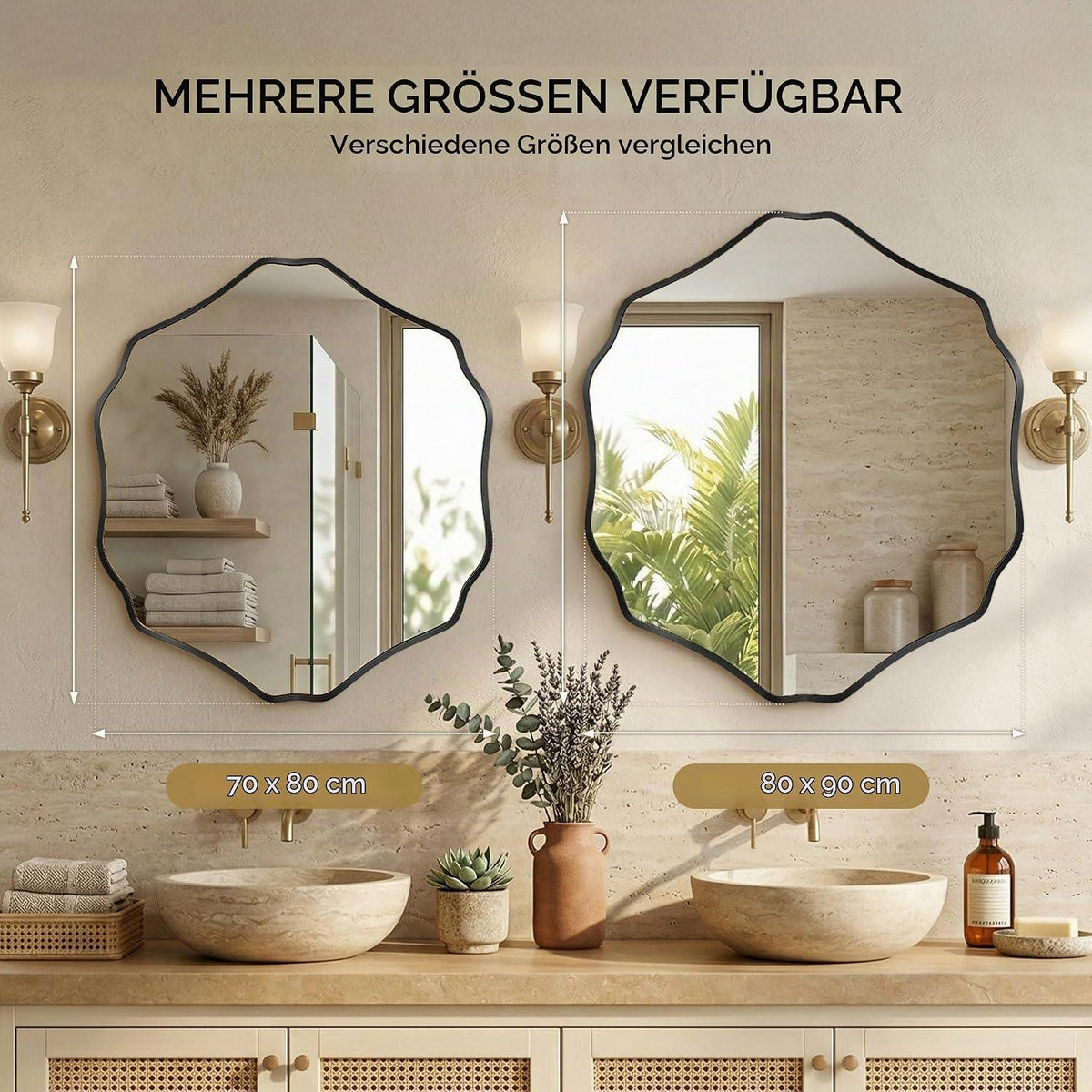 Sechseck Wandspiegel mit Aluminiumrahmen – 90x80 cm