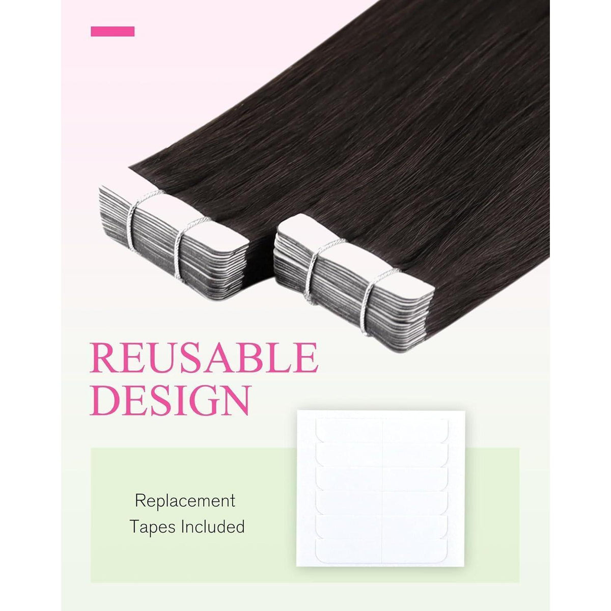 Echthaar Tape Extensions Dunkelbraun - 40cm, 50g