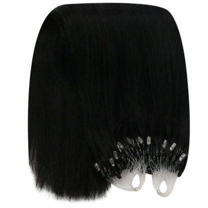 Echthaar Microring Extensions Schwarz 55 cm – Remy Gerade