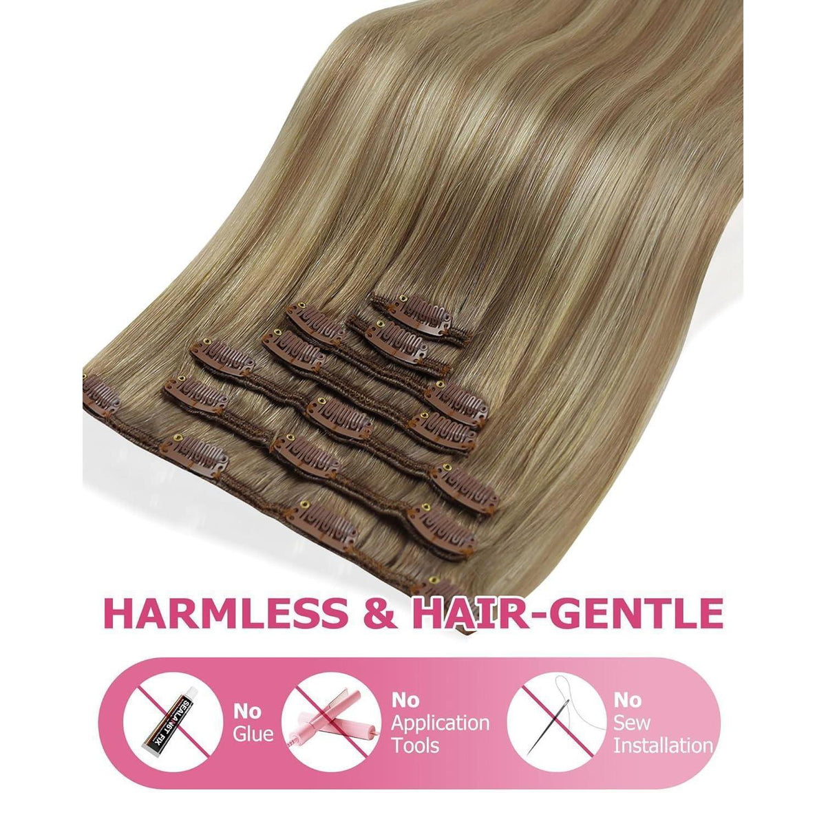 Echthaar Clip-in Extensions Ombre 50cm - Volumengeber