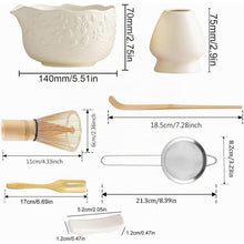 Matcha Tee Set Beige Weiß – 7-teilig für Anfänger