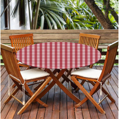Runde Outdoor Tischdecke wasserdicht Rot Kariert 110 cm