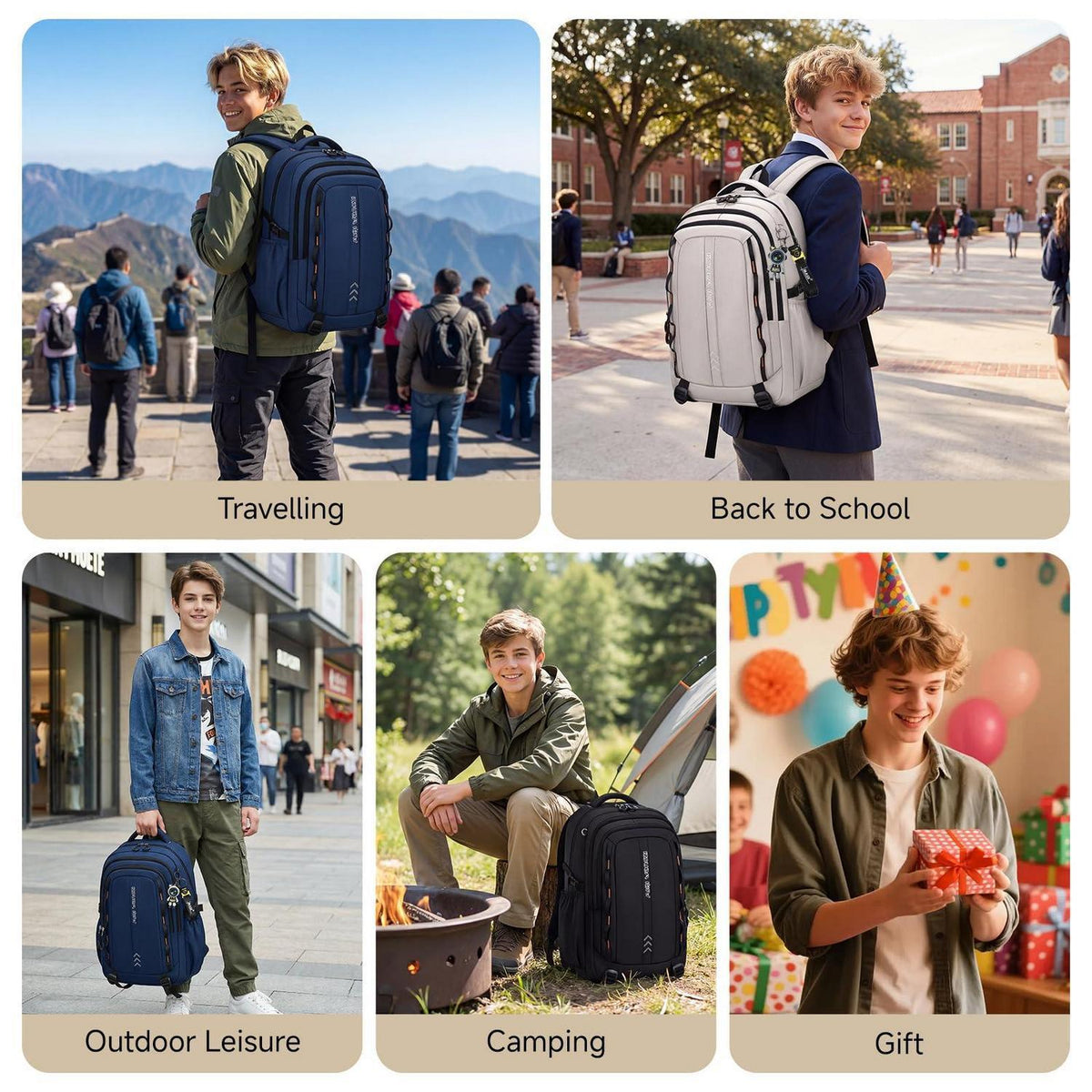 Schulrucksack Jungen Teenager – Wasserdicht & Trolley-Kompatibel
