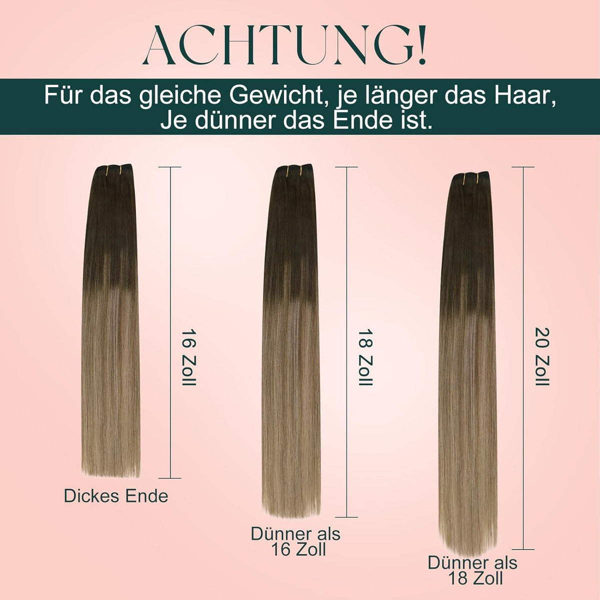 Easyouth Echthaar Tressen Ombre Blond 45cm #2/6/18