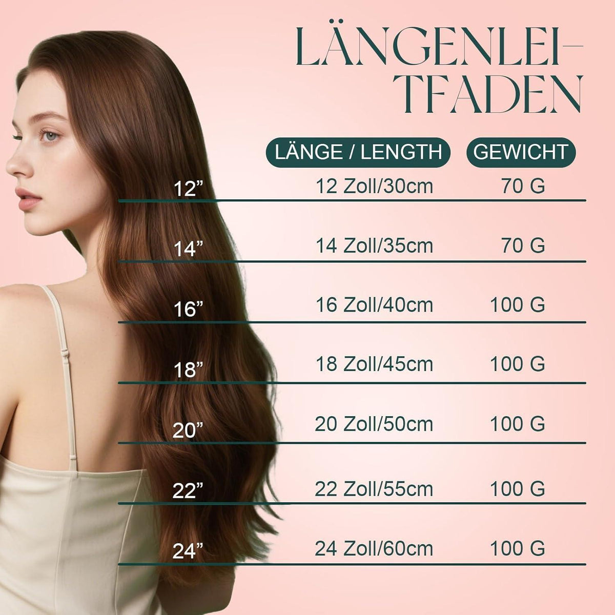 Easyouth Echthaar Tressen Ombre Blond 45cm #2/6/18