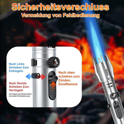 Sturmfeuerzeug Jetflamme mit Kompass & Aufhängering, Nachfüllbar