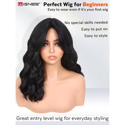 14 Zoll Schwarze Bob Perücke mit Pony – Synthetisch & Hitzebeständig