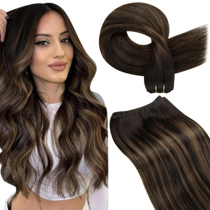 Echthaar Tressen Braun Balayage Ombre 35cm Remy Haar