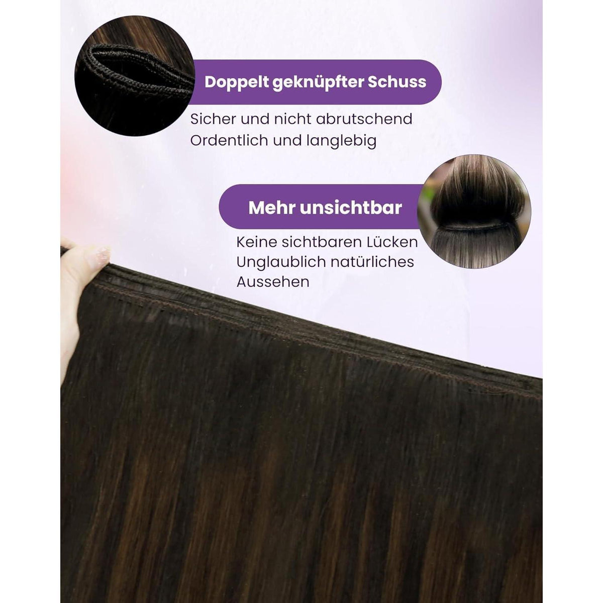 Echthaar Tressen Braun Balayage Ombre 35cm Remy Haar