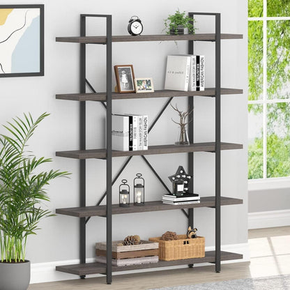 Holz-Metall Bücherregal 5 Ebenen Industriell