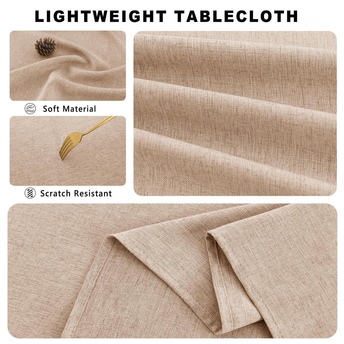 Runde Tischdecke Khaki 140cm – Abwaschbar & Wasserabweisend