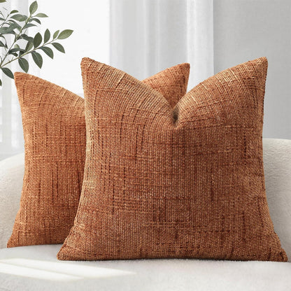 Chenille Kissenbezüge 2er Set 45x45 cm Orange