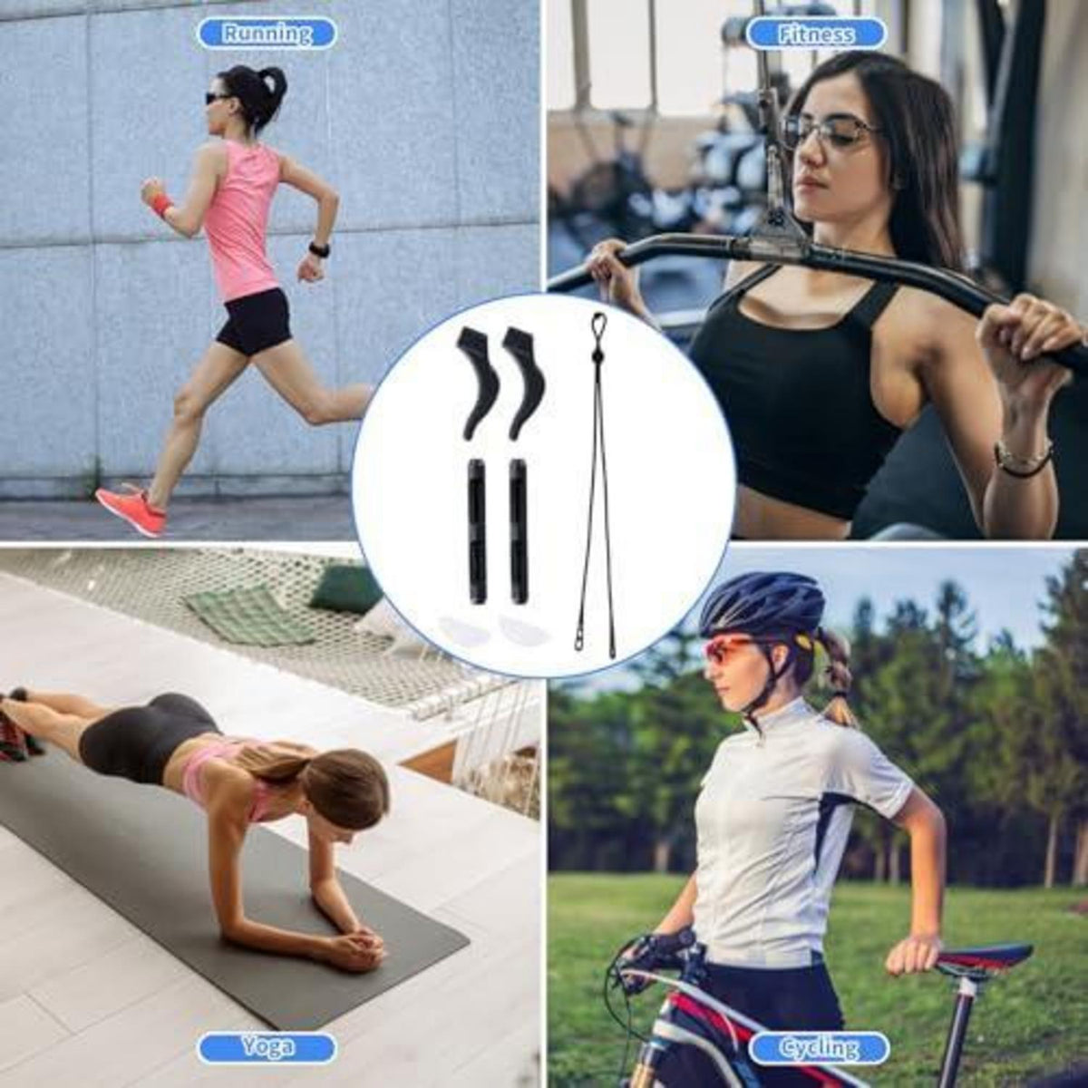 Brillen Zubehör Set: Ohrbügel, Nasenpads & verstellbare Bänder