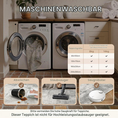 Moderner Waschbarer Teppich Grau 160x230 cm – Wohnzimmer & Schlafzimmer