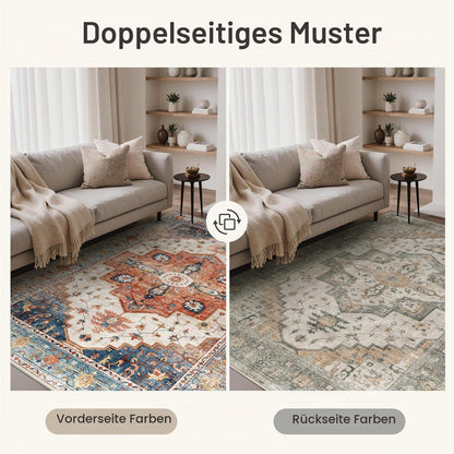 Vintage Teppich 160x230cm – Waschbar & Rutschfest für Wohnzimmer