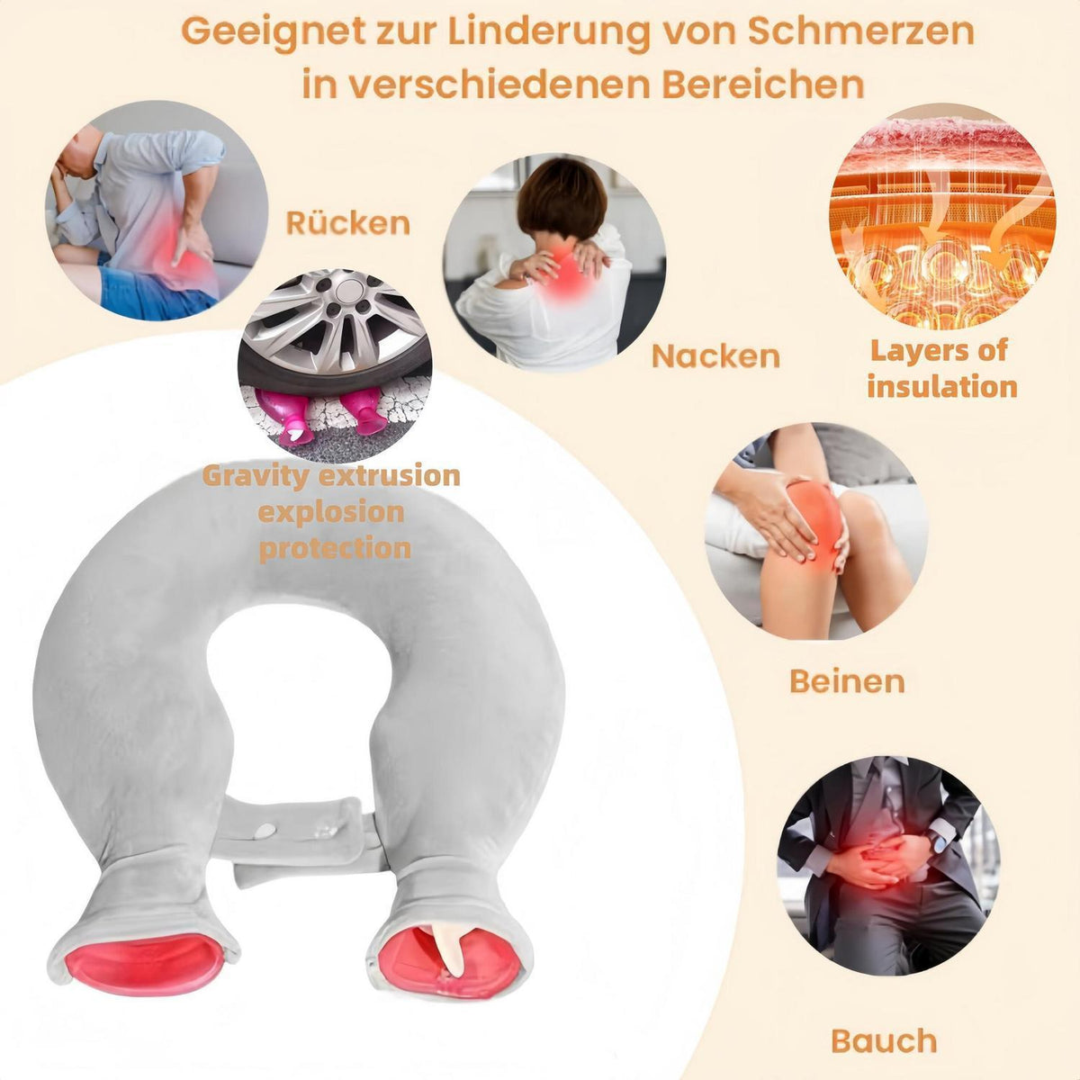 U-förmige Wärmflasche für Nacken & Schulter – Wärme & Entspannung