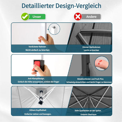 3x6m Pop Up Pavillon mit Seitenwänden – Wasserdicht & Stabil
