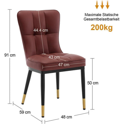 Esszimmerstühle Set 4er –, Burgunderrot, 200kg Belastbar in Lederoptik