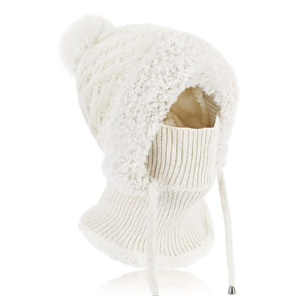 Winter Mütze Damen mit Schal & Gesichtsmaske – Warme Beanie mit Fleece