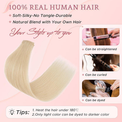 Echthaar Clip-in Extensions Platinumblond 50cm