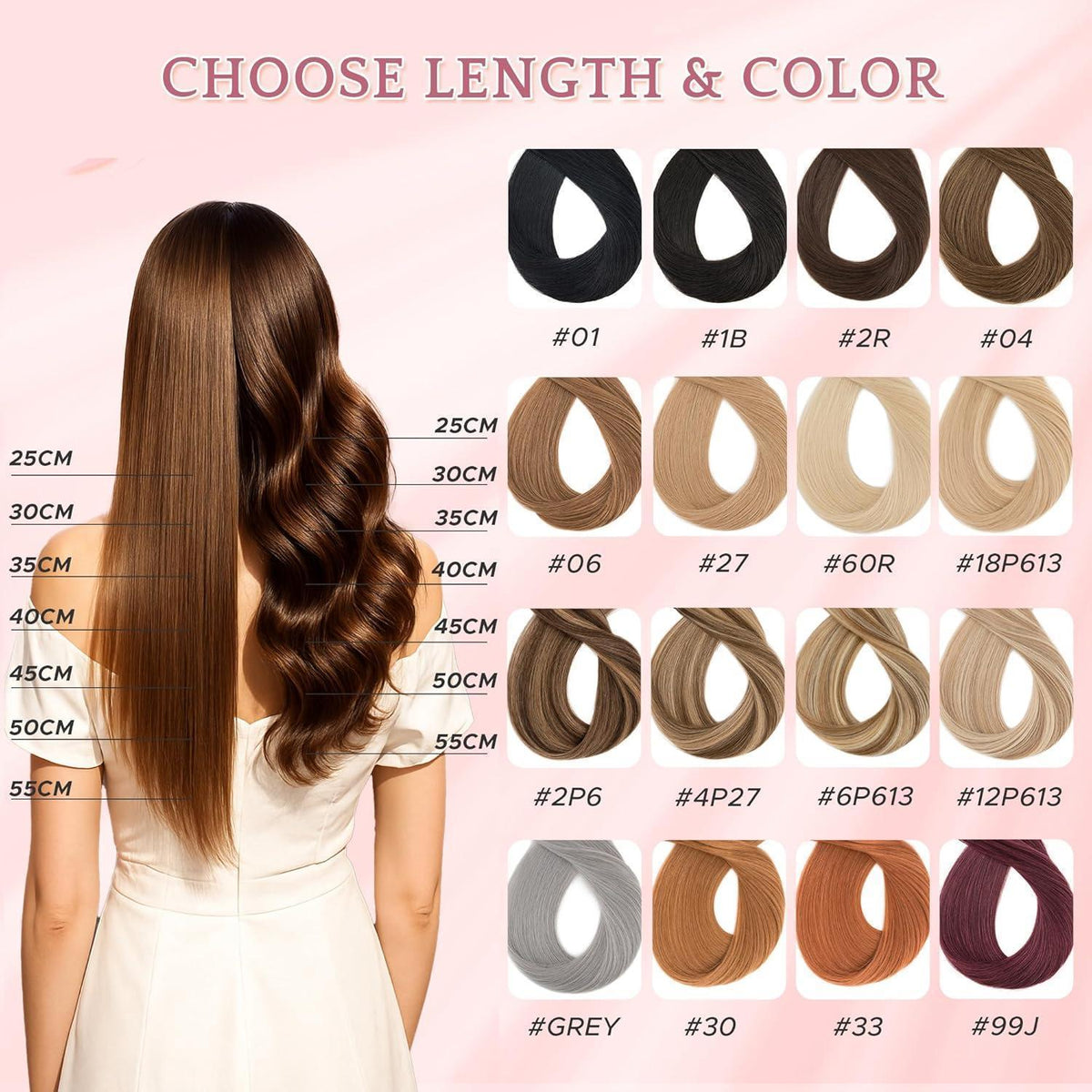 Echthaar Clip-in Extensions Platinumblond 50cm