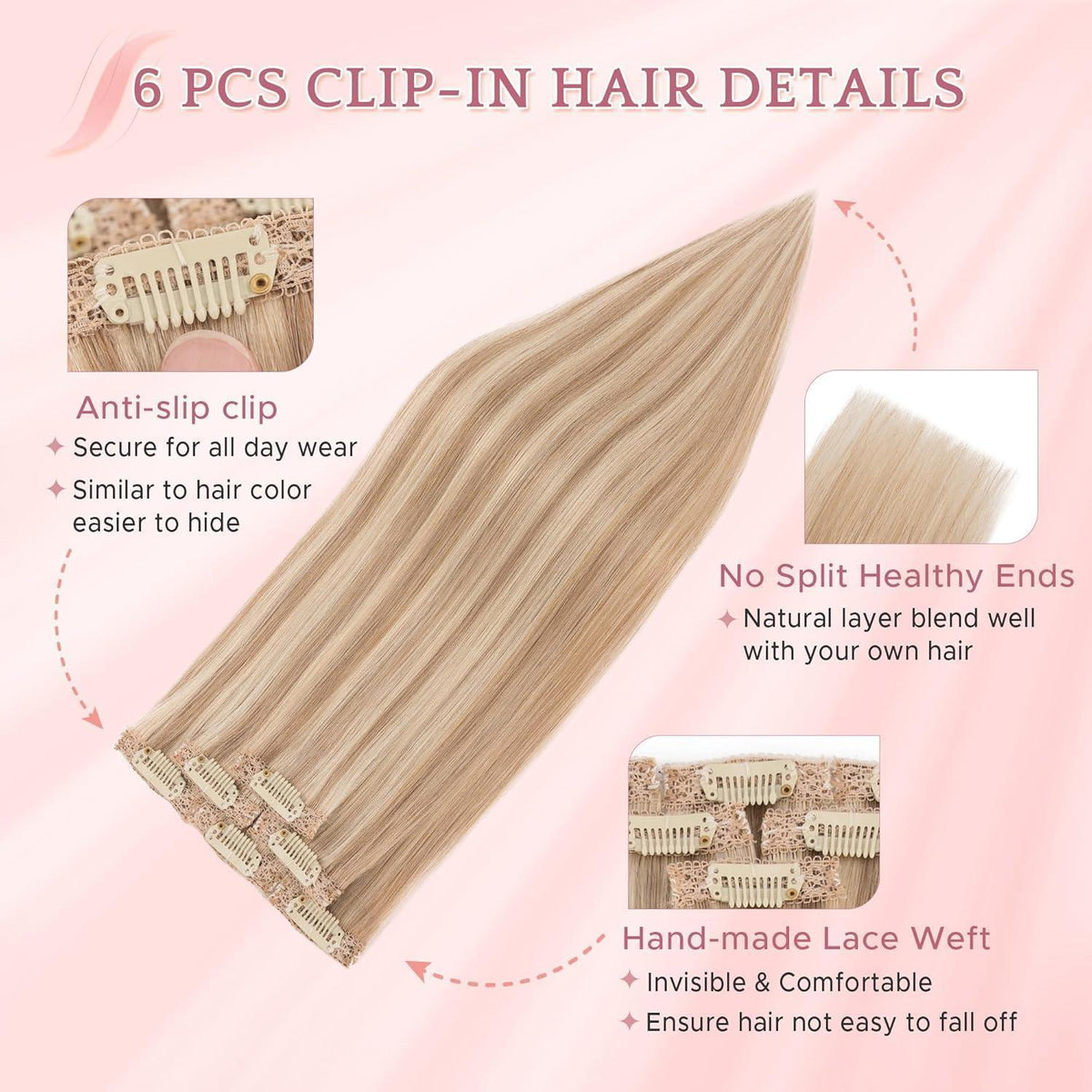 Echthaar Clip-in Extensions – 50 cm, #12p613