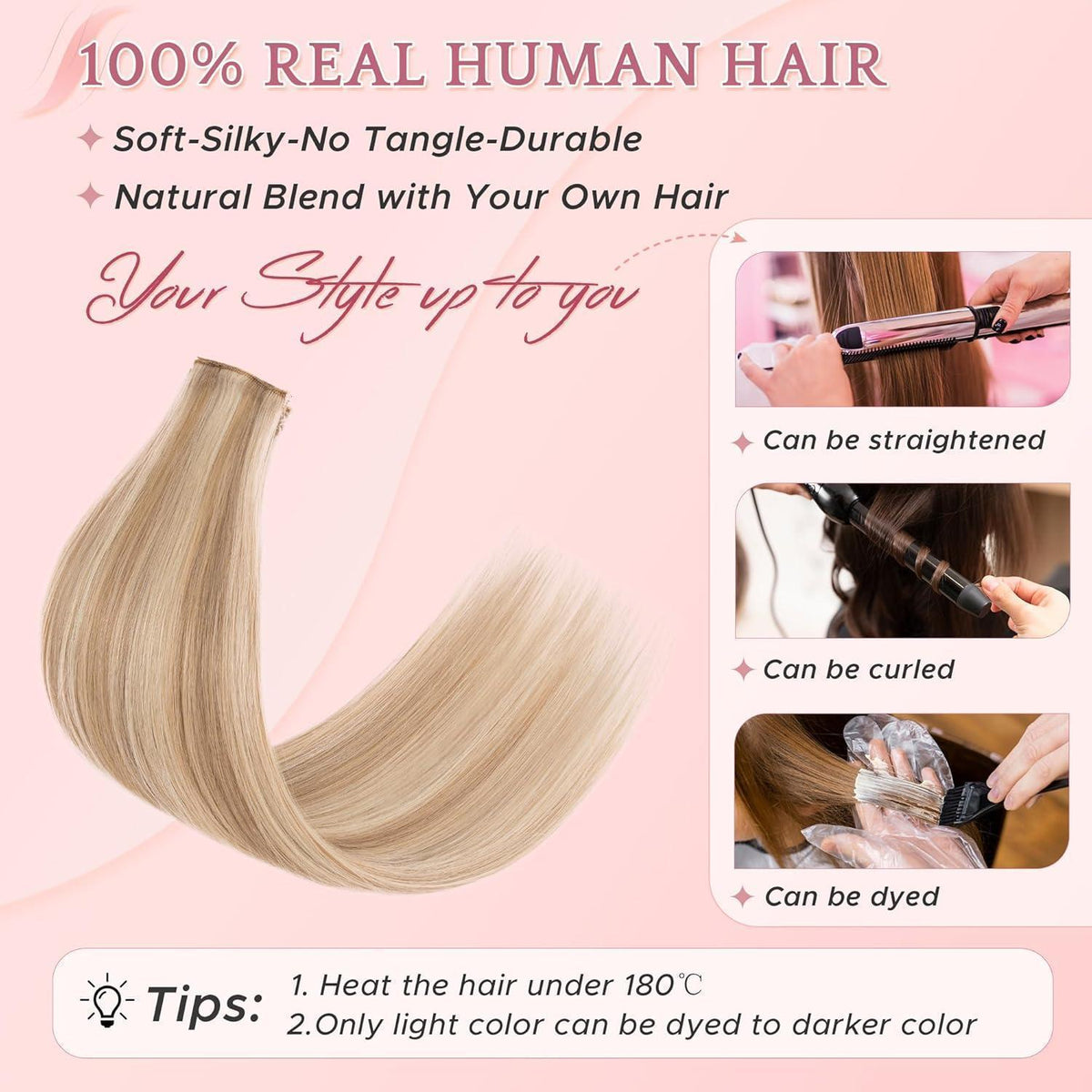 Echthaar Clip-in Extensions – 50 cm, #12p613