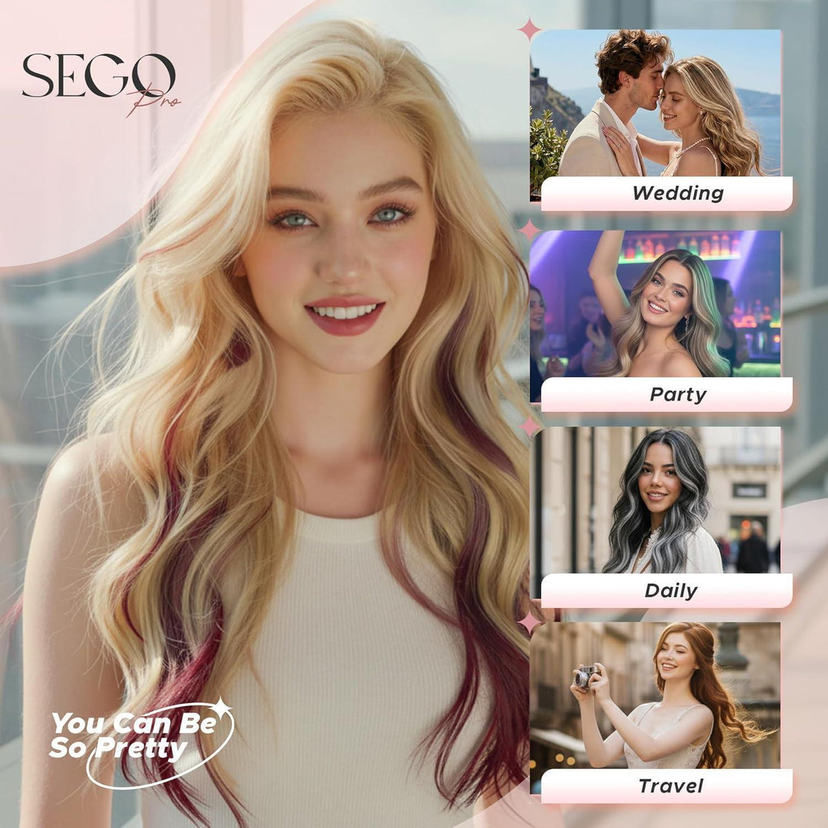 Clip in Haarverlängerung Echthaar Platinumblond #60R 25cm