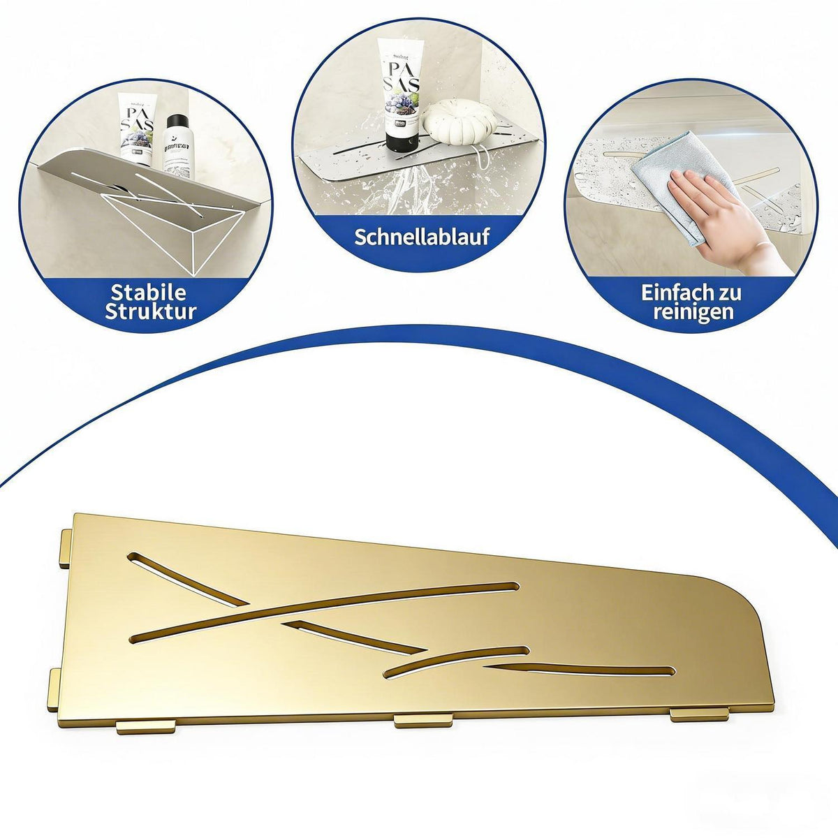Eck Duschregal Edelstahl Gold - 2er Pack für Fliesen