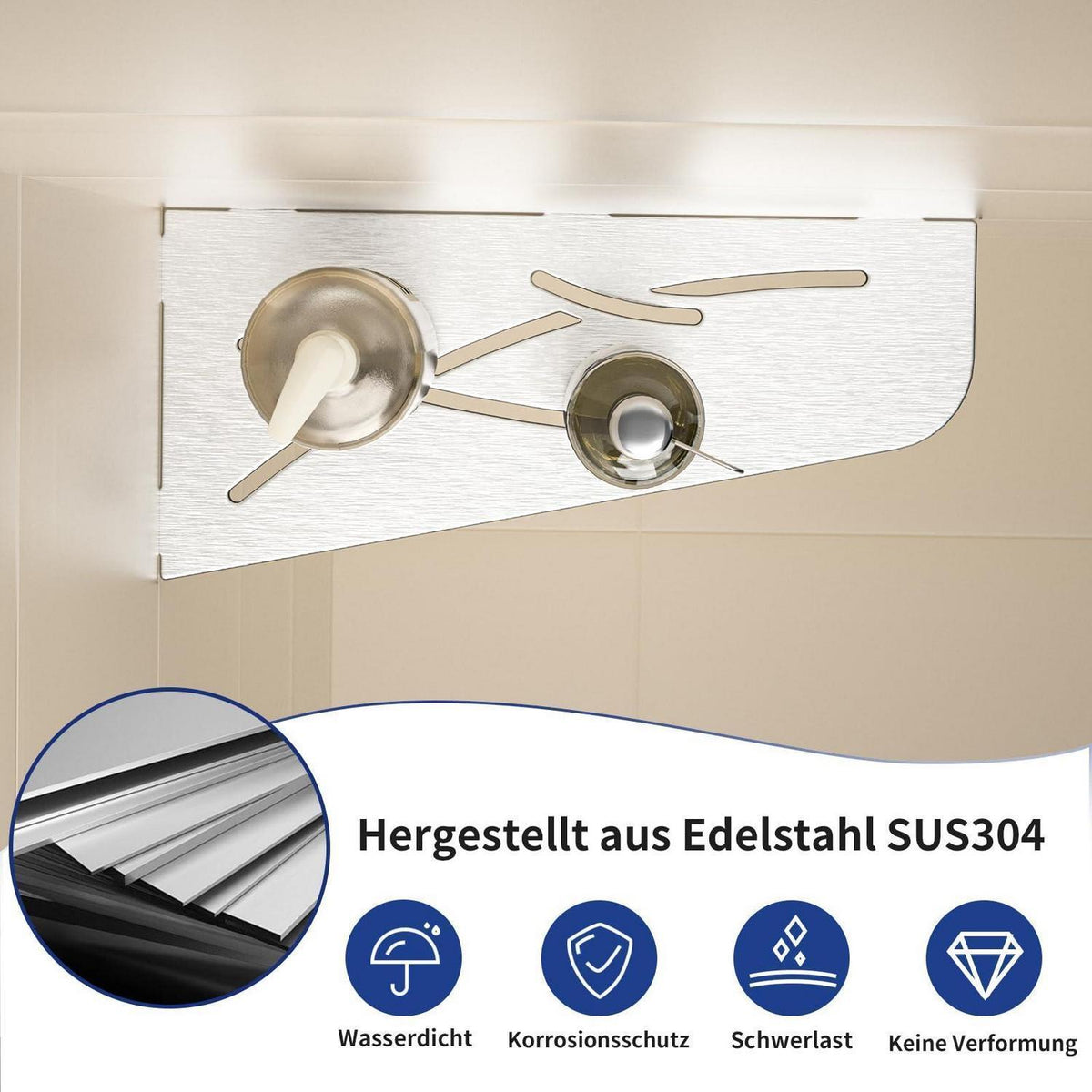 Eckduschregal Edelstahl SUS304 – Duschablage für Fliesen