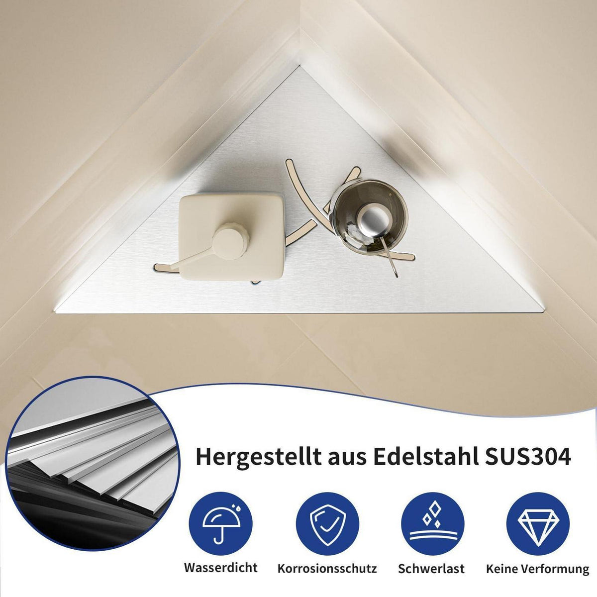 Eck-Duschregal Edelstahl 2er-Pack – Platzsparend & Robust