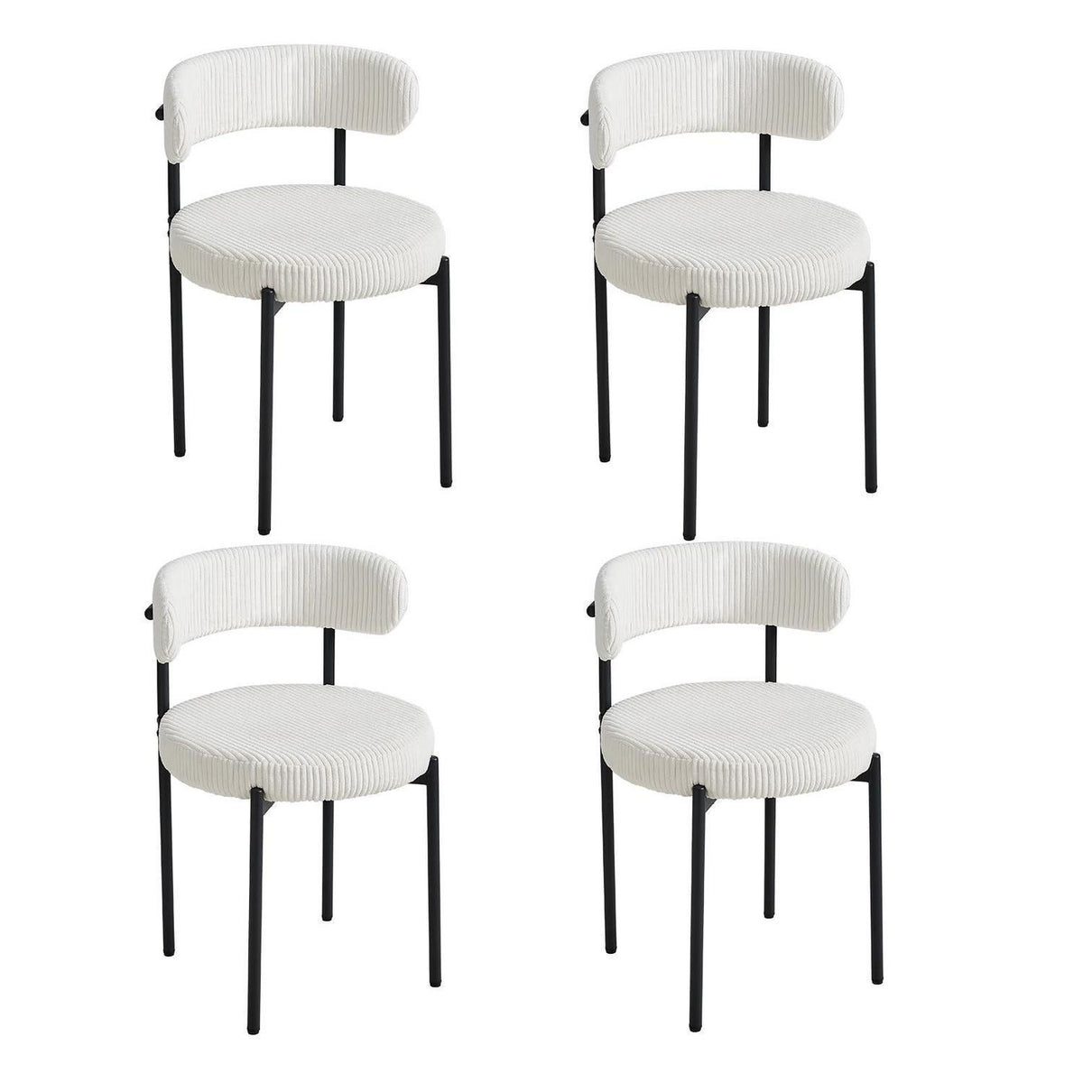 4er Set Esszimmerstühle Cordbezug Weiß – Modern & Komfortabel
