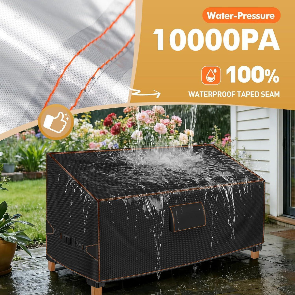 Gartenbank Abdeckung 183x75x66/91cm – Wasserdicht & Windfest