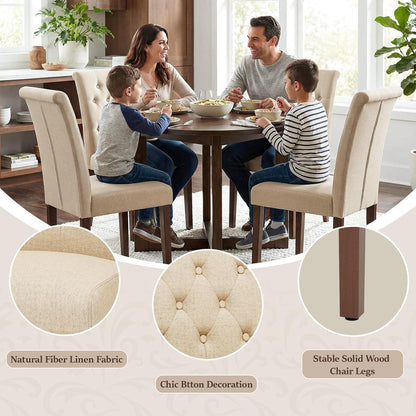 Gepolsterte Esszimmerstühle 2er Set, Beige, Chesterfield Stil