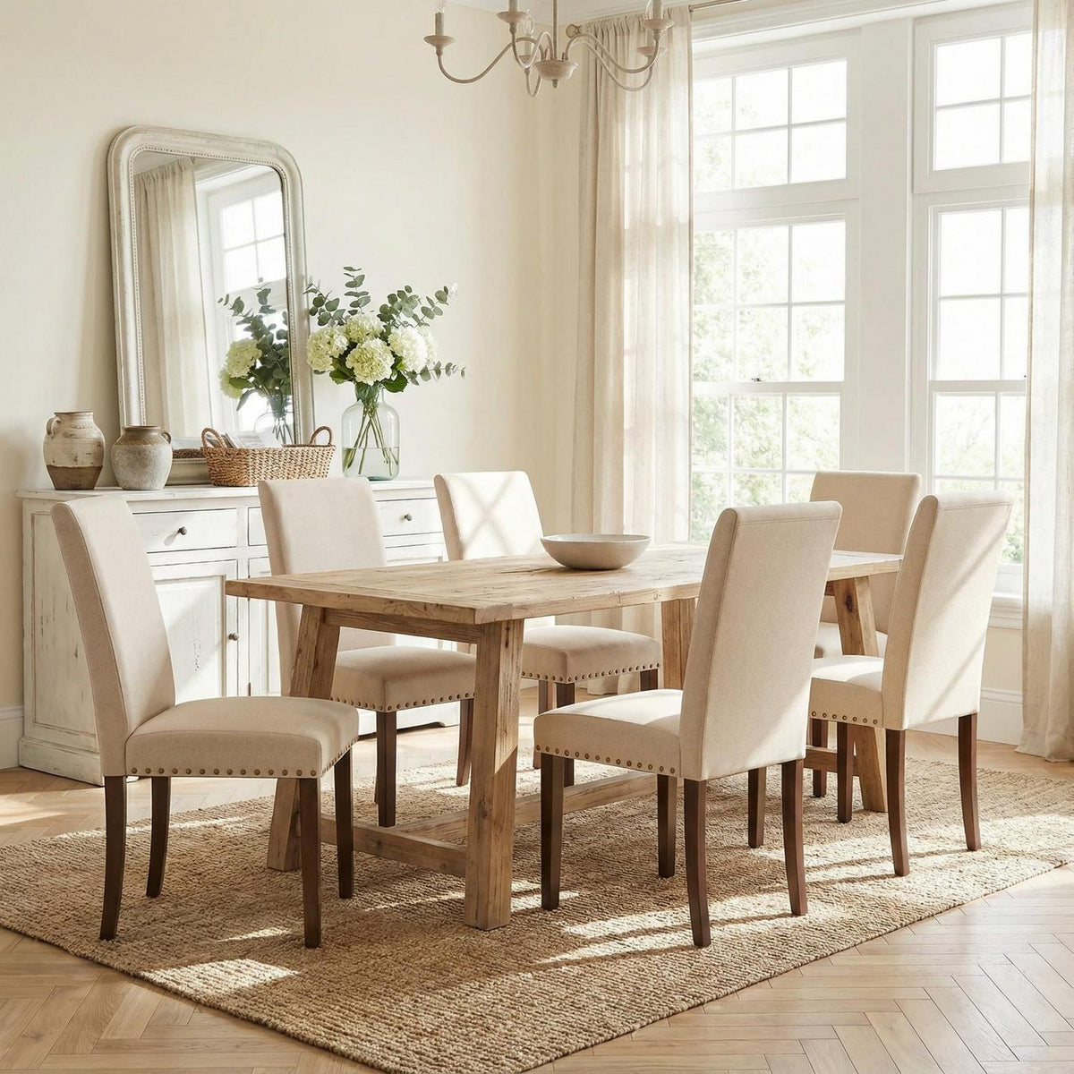 Esszimmerstühle 6er Set, Beige – Traditionell & Bequem