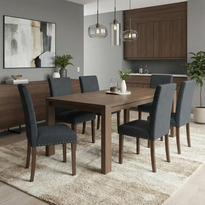 Esszimmerstühle 6er Set Dunkelgrau | Traditionell, Gepolstert & Robust