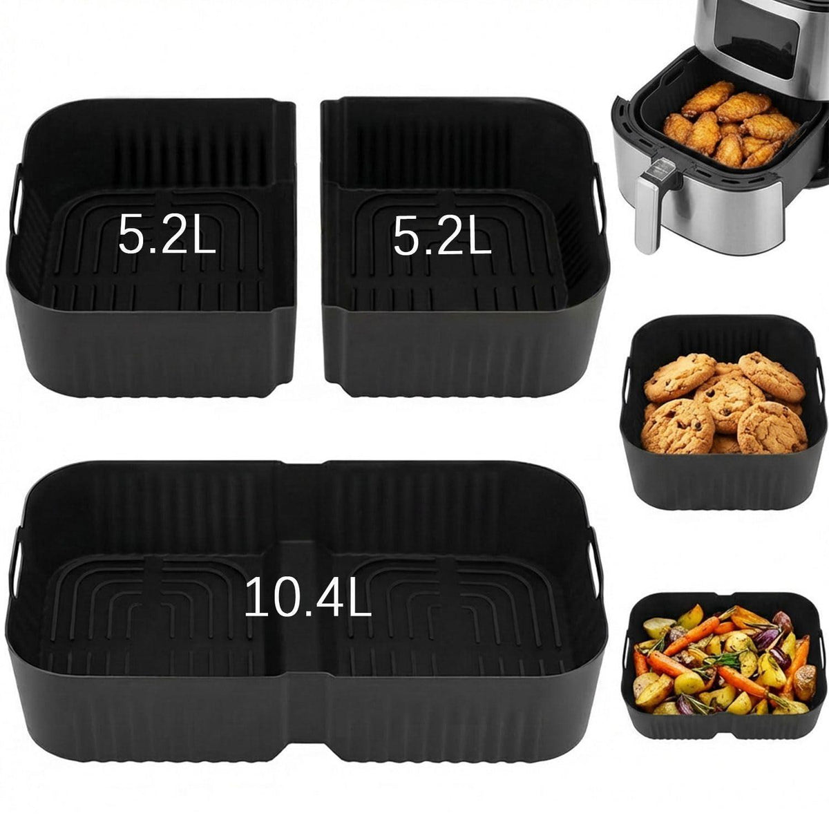 Silikonformen Set für Heißluftfritteuse – 3-teilig, BPA-frei