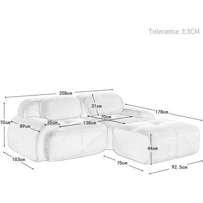 Modulares Cord Sofa 2-3 Sitzer Braun – Wohnzimmer & Büro