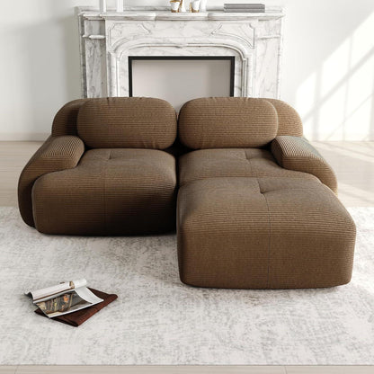 Modulares Cord Sofa 2-3 Sitzer Braun – Wohnzimmer & Büro