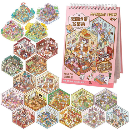 3D Haus Sticker Set – Miniatur Szenen für Kinder & Scrapbooking