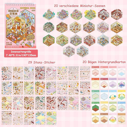 3D Haus Sticker Set – Miniatur Szenen für Kinder & Scrapbooking