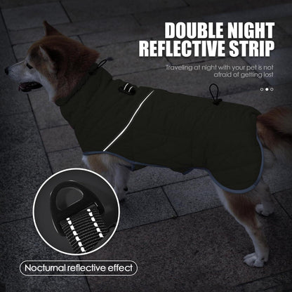 Wasserdichte Winterhundejacke mit Fleece – Armeegrün, L