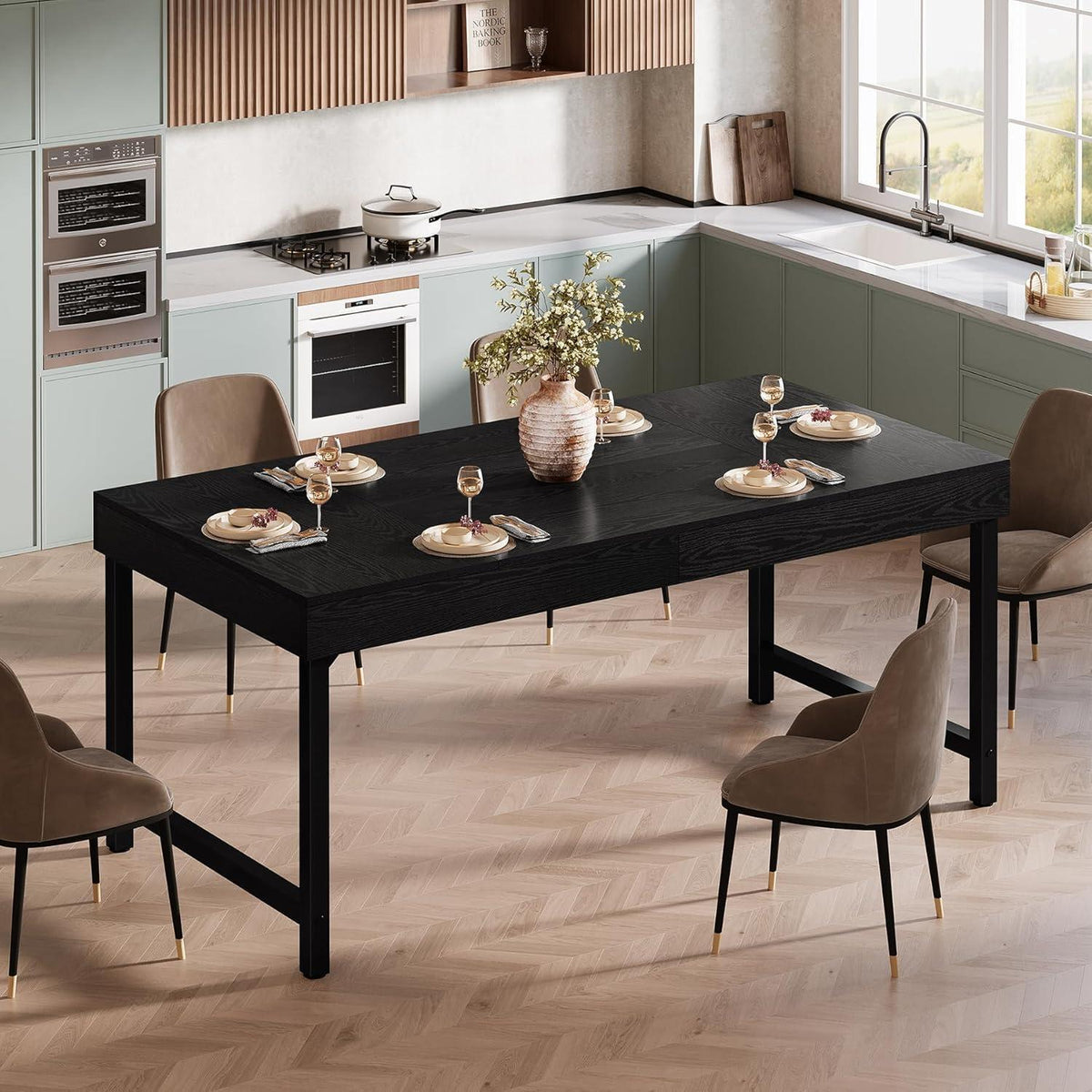 Esstisch Farmhaus Stil 140cm – Industrieller Küchentisch für 4-6 Personen