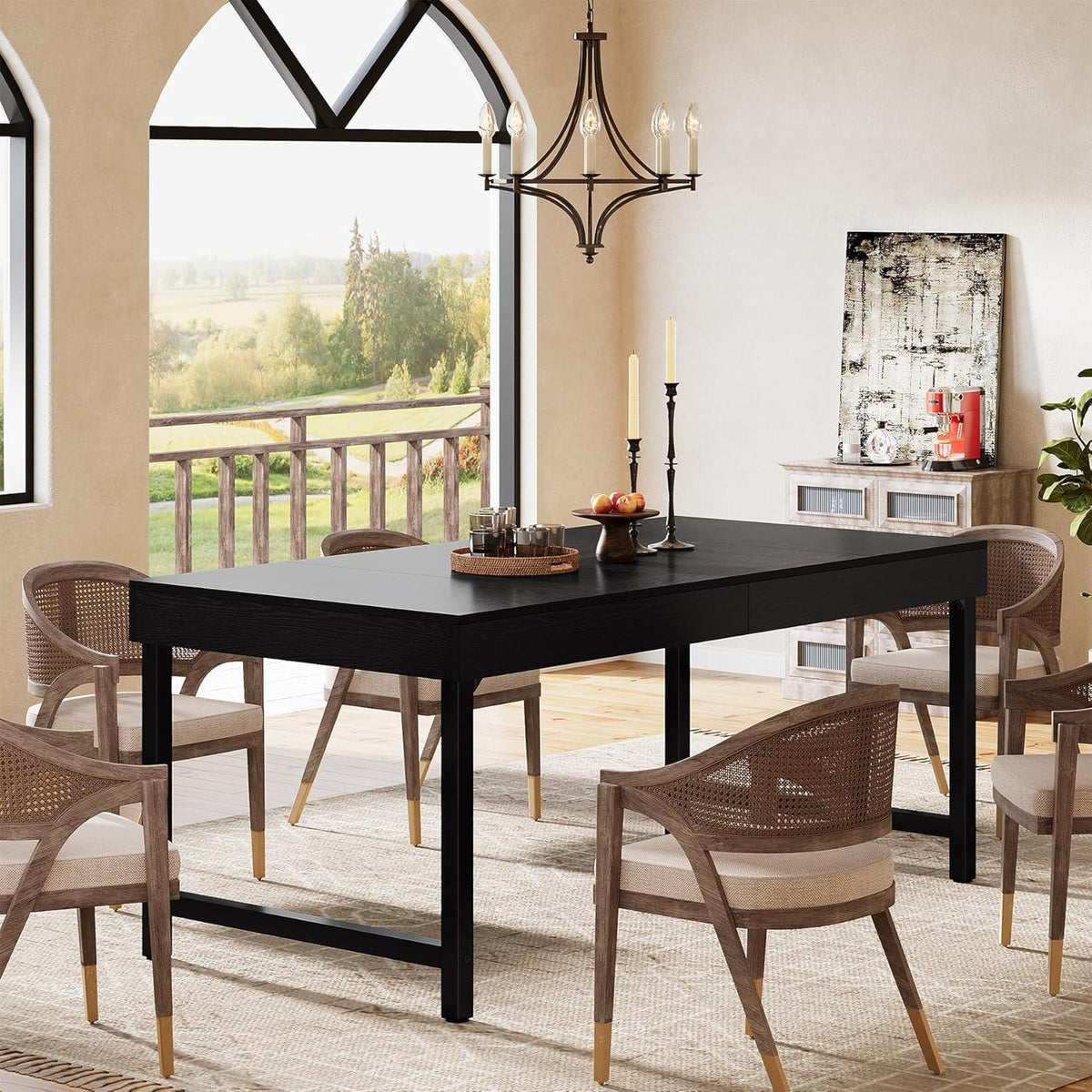 Esstisch Farmhaus Stil 140cm – Industrieller Küchentisch für 4-6 Personen
