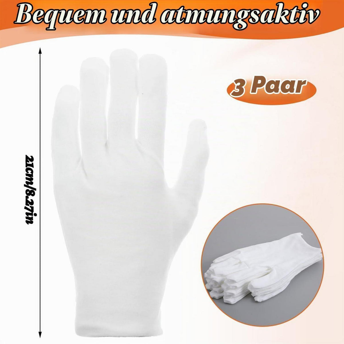3 Paar Baumwollhandschuhe für SPA Handpflege