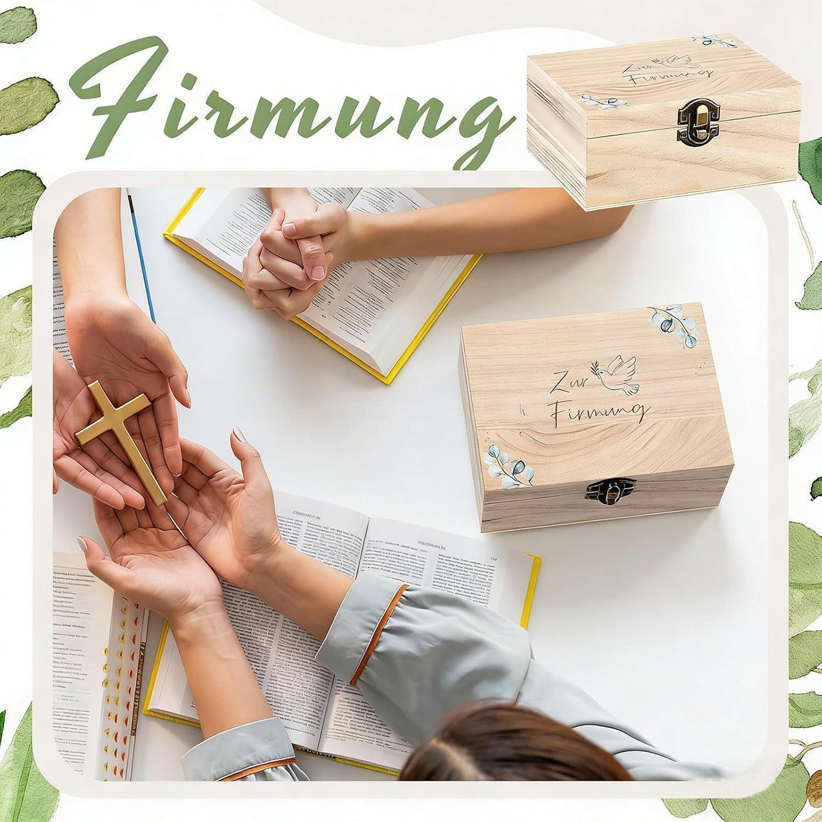 Firmung Geldgeschenk Holzbox Set mit Reagenzglas & Karte