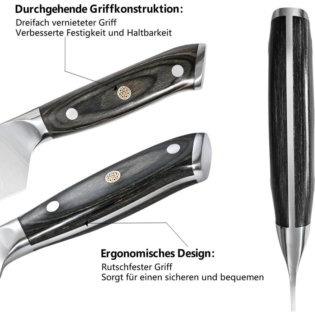 8-teiliges Messerblock Set mit Messerschärfer & Edelstahl Küchenmessern