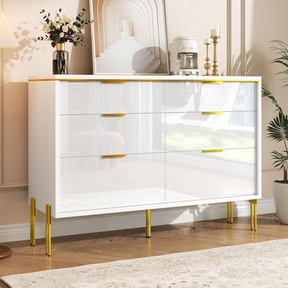 Moderner Sideboard-Schrank mit 6 Schubladen, Weiß