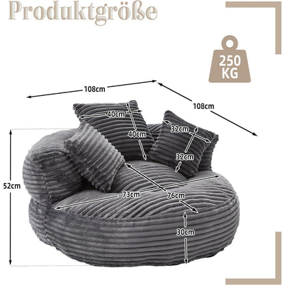 Lazy Sitzsack mit hohem Rücken – Bequemer Lounger für Wohnzimmer