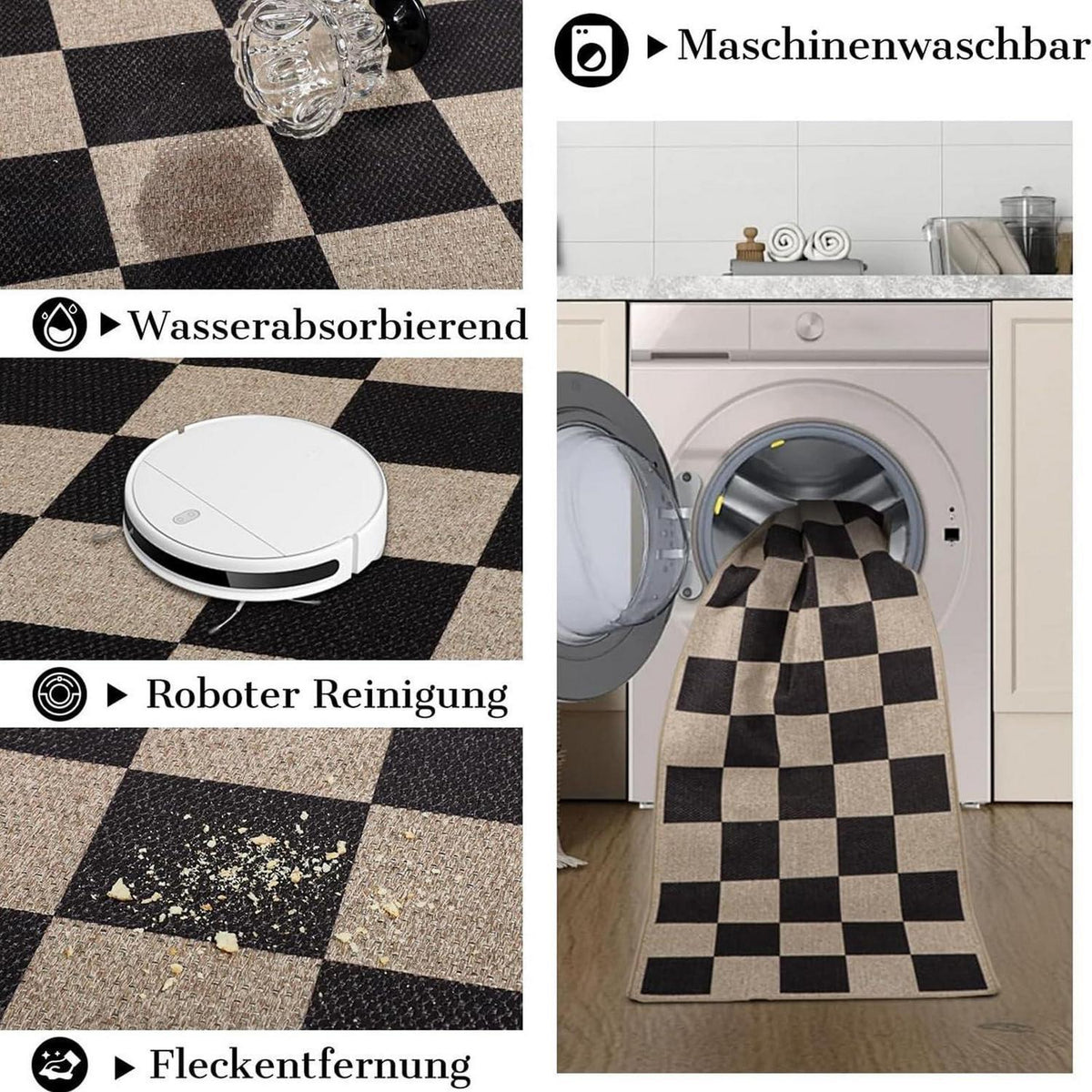 Rutschfester Läufer 80x300cm – Waschbarer Flur- & Küchenteppich Modern